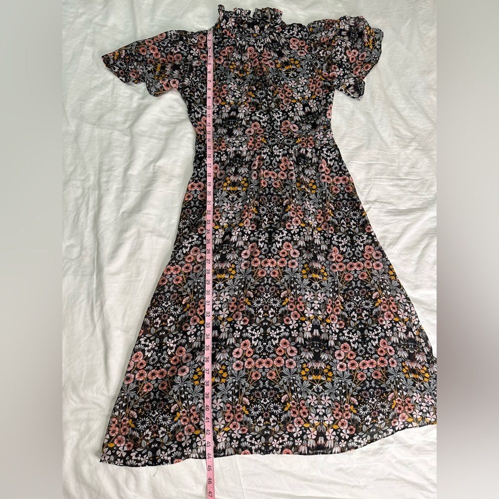 JULIA JORDAN Ruffle Mock Neck Floral Midi Maxi Dress Kentucky Derby Sleeves Sz 6 - Picture 12 of 16